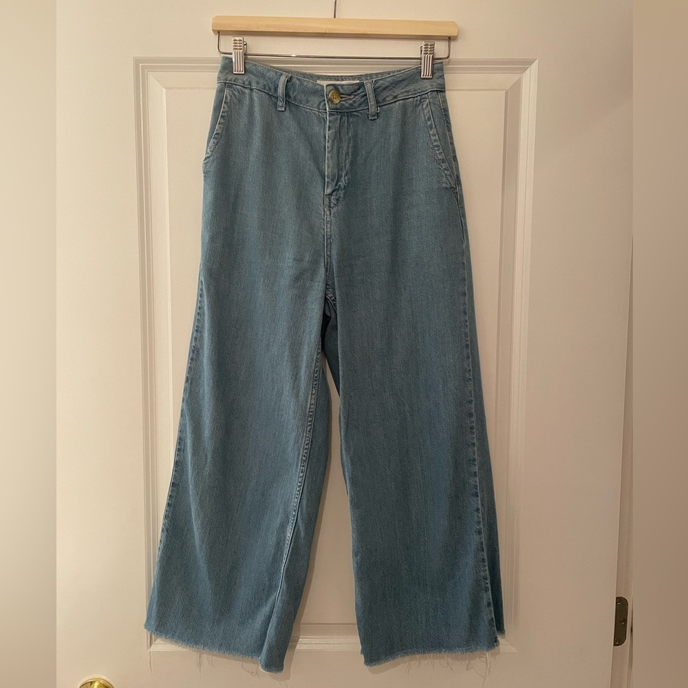Topshop Wide Legged High Waisted Cropped Jeans